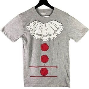 Clown T-Shirt Mens Size‎ Medium Halloween Costume Gray Short Sleeve Graphic Tee